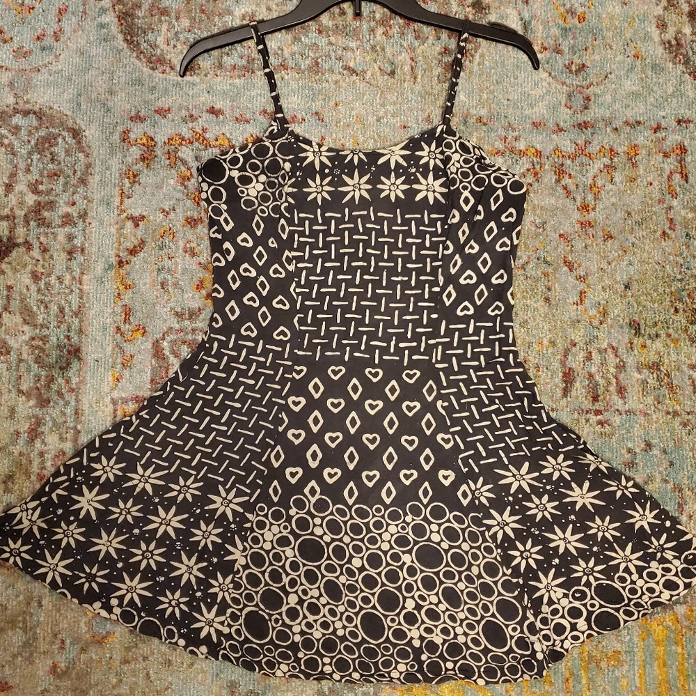 Vintage sun dress navy blue with white detail
